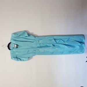 Vintage Floral Silky Satin Wrap Dress